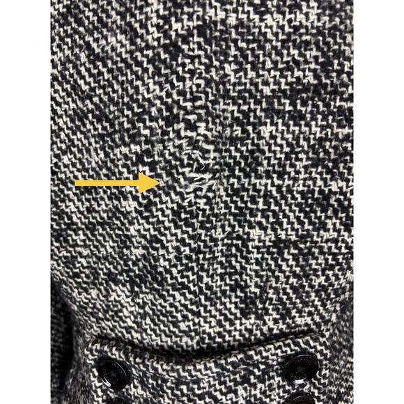EXPRESS Wool Blend Tweed Trench Coat Pea Coat Womens Small Black & White Plaid - Picture 6 of 14